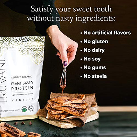 Proteína de Ervilha Vegana | Baunilha | 20g Proteína Vegetal Orgânica | 10 Porções | Keto | Sem Glúten - Truvani