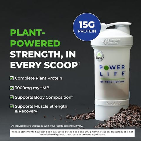 Tony Horton Proteína em Pó de Alta Performance à Base de Plantas com 3000 MG de HMB, Sem Adição de Açúcar, Vegano, Amigável ao Keto, Não-OGM (Baunilha – Nova Fórmula) - POWERLIFE