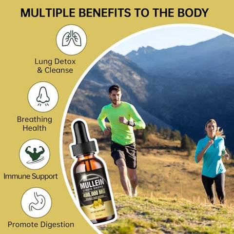 bravelf - Mullein Drops 480,000‬mg – Extrato de Folha de Verbascum 1600MG para Desintoxicação Pulmonar – Vegan, 13 em 1