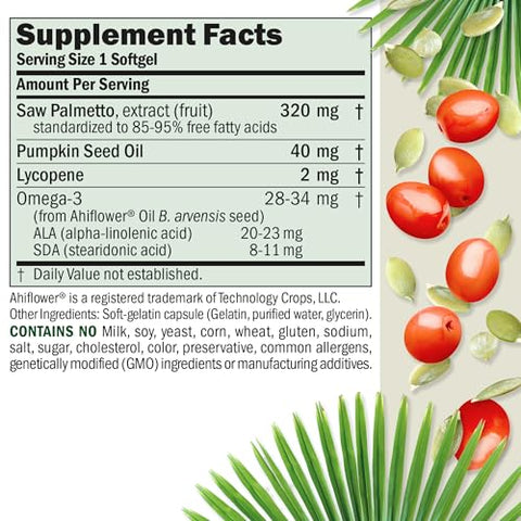 Suplemento de Suporte à Próstata para a Saúde Masculina, 180 Softgels, Sem Aditivos – Saw Palmetto para Homens, Óleo de Semente de Abóbora, Licopeno - ANDREW LESSMAN