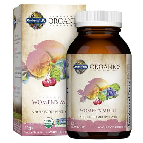 Multivitamínico Orgânico para Mulheres com Probióticos para Saúde Digestiva, Vaginal e Imunológica, 50 Bilhões UFC 16 Cepas, 120 Comprimidos 30 Cápsulas - Garden of Life
