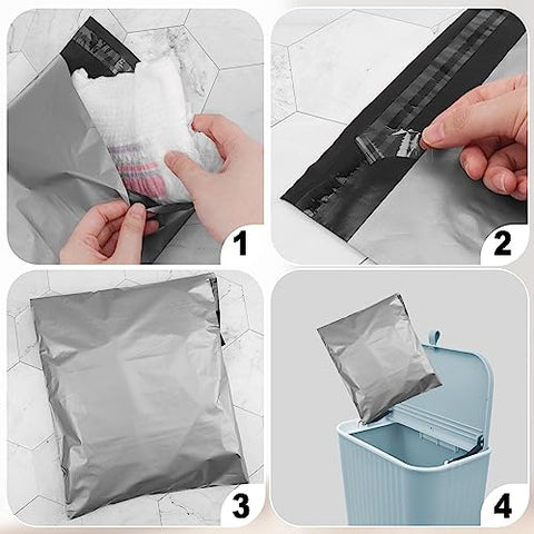 Tuciyke - Pacote de 200 sacos descartáveis para fraldas de adultos, cinza, 9,84 x 13,78 polegadas, sacos opacos para descarte de fraldas de adultos e roupas íntimas incontinência