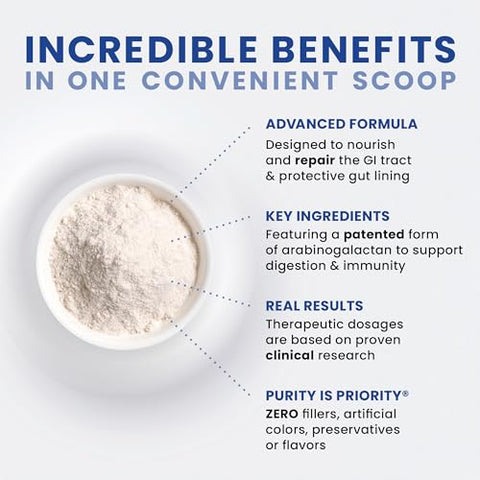 Defesa do Intestino Permeável – Suplemento de Suporte à Saúde Intestinal com L-Glutamina, Extrato de Raiz de Alcaçuz, Folha de Aloe, Arabinogalactano, Pó de Saúde para Homens e Mulheres – 100g - Pure Therapro Rx
