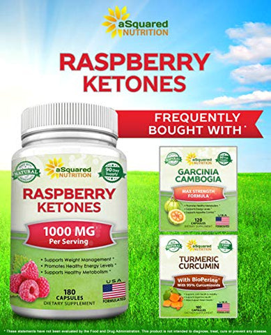 Cápsulas de Cetona de Framboesa Natural 1000mg-180 – Suplemento para Perda de Peso, Potência Máxima e Supressor de Apetite – Pó Premium para Saúde Magra – Marca aSquared Nutrition - aSquared Nutrition
