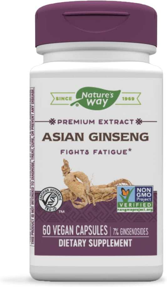 Nature's Way - Nature’s Way Ginseng Asiático Premium, Combate a Fadiga*, 60 Cápsulas