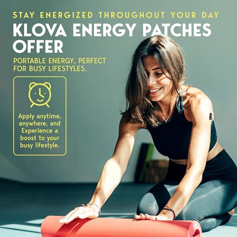 Energy Patches com Cafeína, Extrato de Chá Verde, Extrato de Folha de Hortelã-Pimenta, Vitamina B3 e Vitamina B6 – para Aumentar a Vigília Matinal - Klova