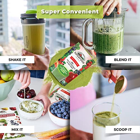 GA Grown American - Grown American Superfood – Pó Verde Concentrado de 31 Frutas e Vegetais Orgânicos Aumenta Energia e Desempenho – 100% Certificado Orgânico e Vegano Não-OGM (28g)
