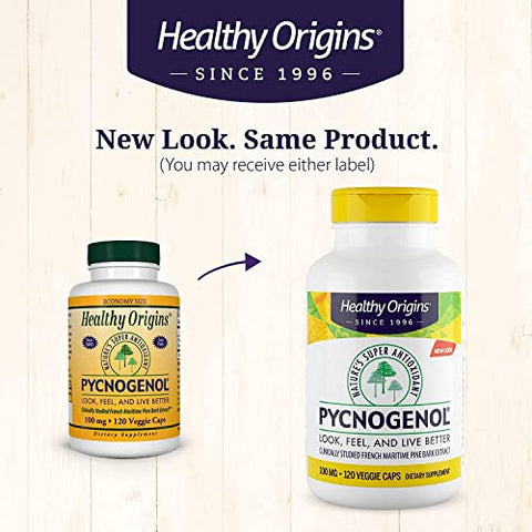 Pycnogenol 100 mg – Extrato Premium de Casca de Pinheiro Marítimo Francês para Saúde Cardíaca e Cuidados com a Pele – 100% Natural e Eficaz - Healthy Origins