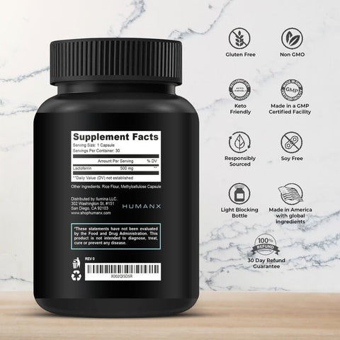 Lactoferrin 500mg – Tamanho de Porção Poderoso (Sem Glúten, Não Transgênico, Suplementos Sem Soja) – Componente no Colostrum – Fabricado nos EUA, Suporta Imunidade Saudável, Utilização de Ferro - HUMANX