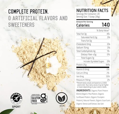 Proteína em Pó à Base de Plantas – Proteína Vegana Não Láctea, Ingredientes Naturais, Livre de Soja – 100% Vegan, 30g de Proteína por Porção - Ascent