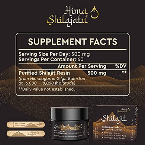 Hima Shilajatu - Shilajit Resina Pura do Himalaia – Grau Ouro 100% Pura com Ácido Fúlvico  Shilajit