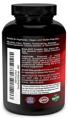 Cápsulas de D-Manose 600mg com Extrato de Cranberry e Dente-de-leão para Saúde Normal do Trato Urinário – 120 Cápsulas Vegetais - Divine Bounty
