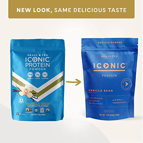 Proteína em Pó ICONIC, Baunilha – Sem Açúcar, Baixo Carboidrato – Sem Lactose, Sem Glúten, Não-OGM – 20g Whey de Pasto