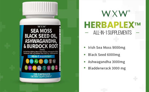 Sea Moss, Óleo de Semente Negra, Ashwagandha – Benefícios Naturais para Saúde e Bem-Estar | WXW® - WXW