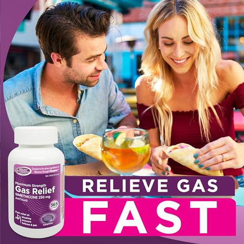 RIGHT REMEDIES - Alívio Máximo de Gases, Simeticona 250 mg, (365 Softgels), Rápido Alívio de Gases, Inchaço, Plenitude, Desconforto Doloroso, Comparado ao Ingrediente Ativo de Máxima Força Phazyme