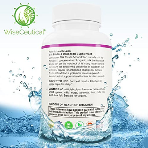 Wiseceutical - Leite de Cardo Orgânico USDA de Máxima Absorção – Extrato Concentrado 5:1 Potente (2000mg de Força)