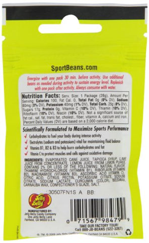 Sport Beans Limão Lima, Jelly Beans Energizantes, Pacote com 24 Sacos de 28g - Jelly Belly