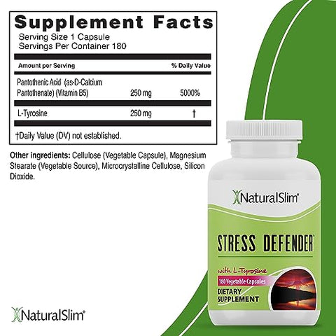 Defensor do Estresse L-Tirosina – Fórmula Natural para Reduzir o Estresse e Promover o Bem-Estar – 60 cápsulas de 500mg - NaturalSlim
