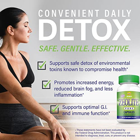 Zeo Health - Zeolite Pure Capsules | Detox de Zeolite, Extra Forte | Limpeza Completa do Corpo para Mulheres, Homens | Pó de Clinoptilolita Orgânica Ativada, Grau Alimentício 94%%, 90 Cápsulas (81g), 6