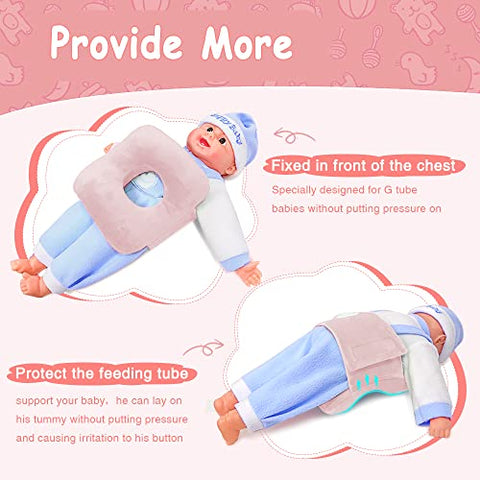 POWYS - Almofada de Tummy Time para G Tube – Cinto de Alimentação com Fecho Ajustável – Apoio para Bebês com Furo – Proteção para Crianças