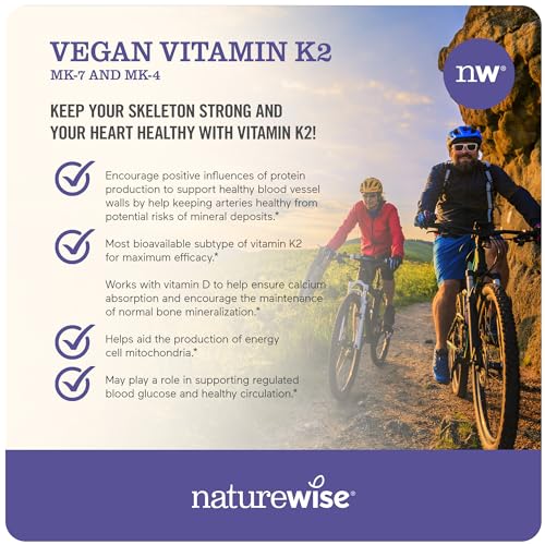 Vitamina K2 MK-7 100mcg e MK-4 500mcg – Fórmula Bioativa Aprimorada – Suplemento Complexo K para Saúde Óssea e Cardíaca – Vegano, Sem Glúten, Não-OGM – 90 cápsulas - NatureWise