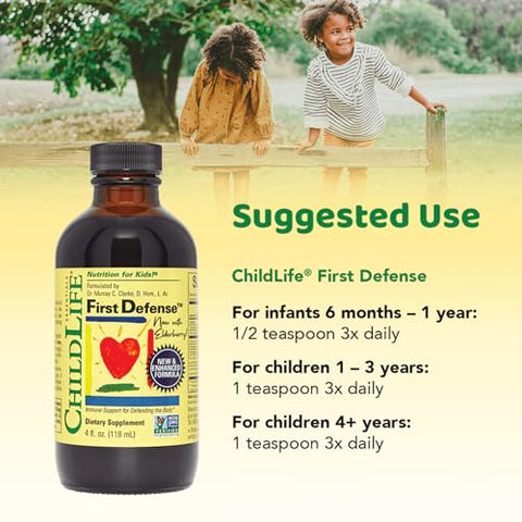 First Defense – Suporte Imunológico para Crianças, 1-3 Anos, Bebês 6 Meses, Xarope de Vitaminas com Sabugueiro, Zinco, Livre de GMO e Glúten – 4 - CHILDLIFE ESSENTIALS