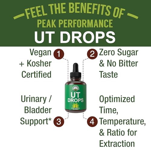 Peak Performance - Tratamento Herbal para Saúde do Trato Urinário UTI para Mulheres. Suplemento Líquido Vegano e Kosher para Alívio da Bexiga com Uva Ursi e Urtiga Orgânica