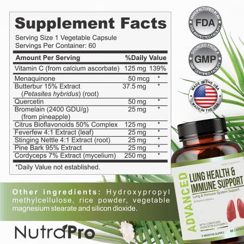 NutraPro - Saúde Pulmonar: Melhore a Função dos Pulmões com Suplemento X – 60 cápsulas de 500mg