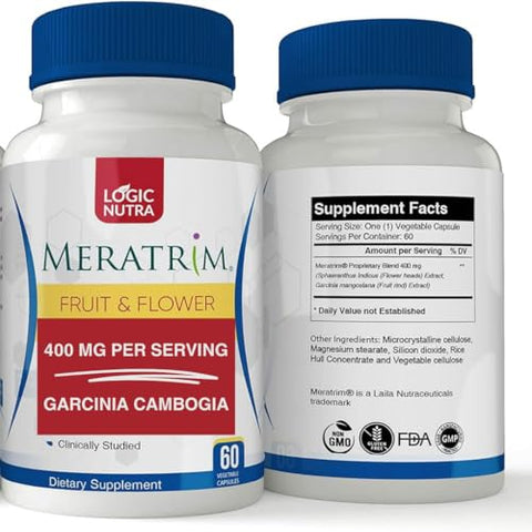 Logic Nutra - Meratrim 400 mg – Extrato de Garcinia Mangostana (Casca da Fruta) – Livre de Estimulantes – 60 Cápsulas Vegetais