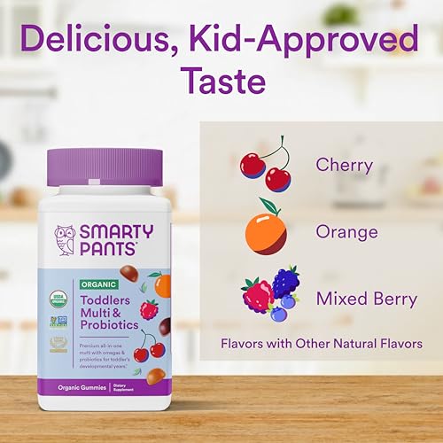 Gomas Multivitamínicas Orgânicas para Crianças: Probióticos, Ômega 3 (ALA), Vitamina D3, C, Vitamina B12, B6, Vitamina A, K - SmartyPants