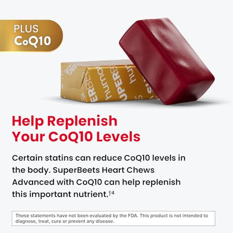 SuperBeets Heart Chews Advanced – 100mg de CoQ10 + Beterraba - humanN