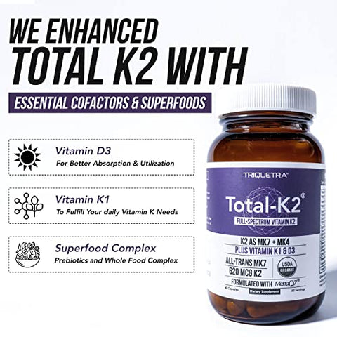 Triquetra Health - Total K2® | Vitamina K2 como MK7 | Fortaleça seus ossos | 60 cápsulas | 100% natural