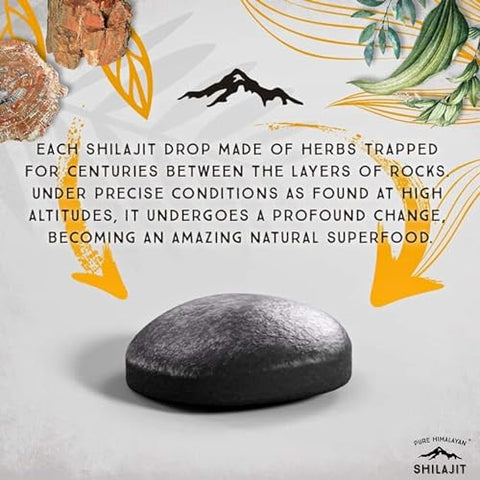 Pure Himalayan Shilajit - Shilajit Seco Puro do Himalaia em Gotas (90 Comprimidos – 200mg Cada) Máxima Potência de Shilajit Puro para Homens com 85 Minerais Traços