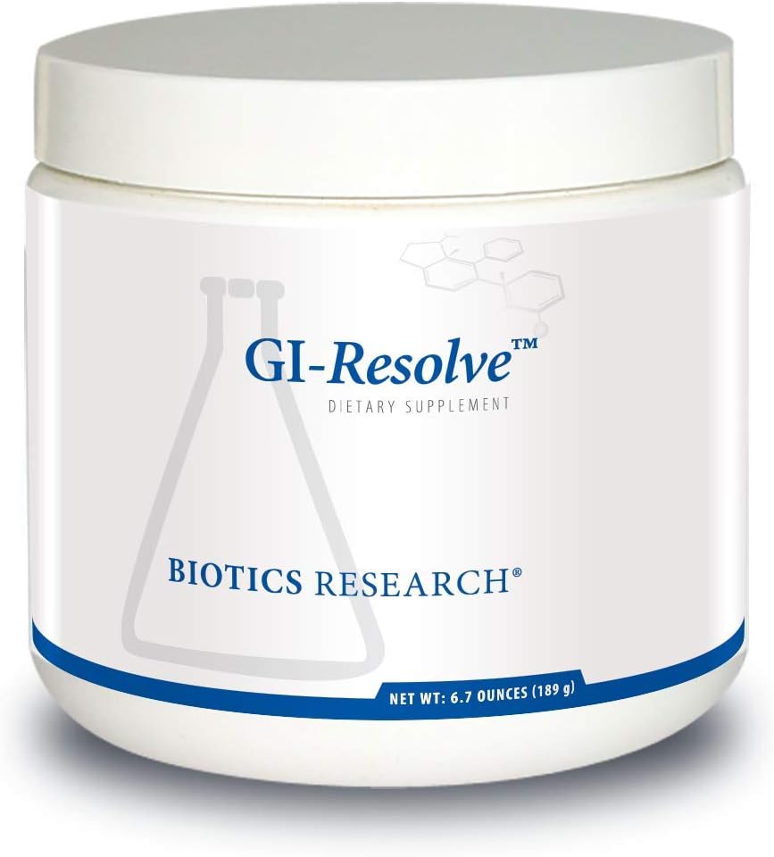 GI Resolve – Suporte Gastrointestinal Ótimo, Pó Saboroso, Livre de Sabores, Cores, Gomas ou Alergênicos Comuns. Suporte e Cura da Mucosa Intestinal - Biotics Research