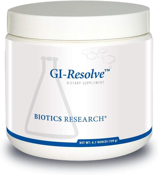 GI Resolve – Suporte Gastrointestinal Ótimo, Pó Saboroso, Livre de Sabores, Cores, Gomas ou Alergênicos Comuns. Suporte e Cura da Mucosa Intestinal - Biotics Research