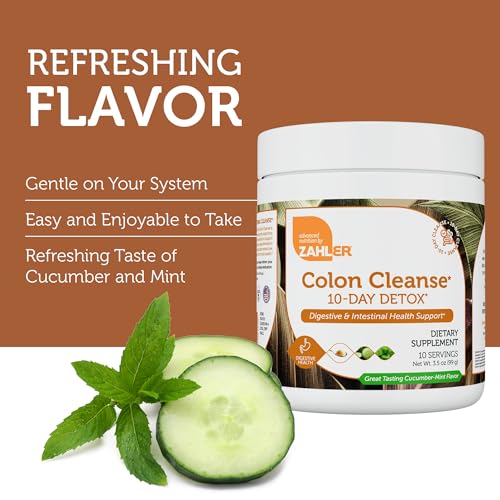 Colon Cleanse 10-Day Detox Cleanse – Sabor Pepino Hortelã – Bem-estar Digestivo Herbal – Limpeza do Cólon - Zahler