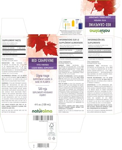 Extrato Líquido de Folha de Videira Vermelha (Vitis vinifera) – 118 ml – Vegano - Naturalma