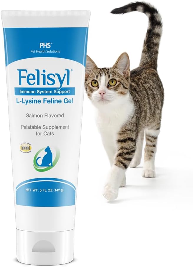 Felisyl - Gel de L-Lisina para Gatos – Suporte ao Sistema Imunológico – Suporte Suplementar para Tecidos Saudáveis, Respiração e Visão – Sabor Salmão – Fabricado nos EUA – 150g