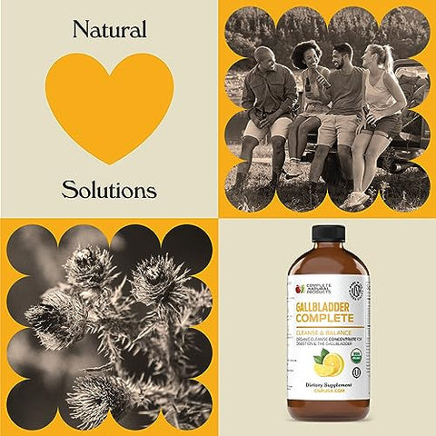 Complete Natural Products - Gallbladder Complete 240ml – Limpeza Natural de Cálculos Biliares Líquidos Orgânicos, Suporte
