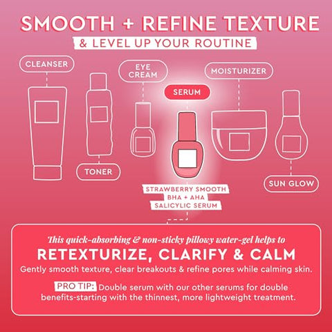 Serum Facial de Morango com Ácido Salicílico AHA BHA – Minimizador de Poros - Glow Recipe