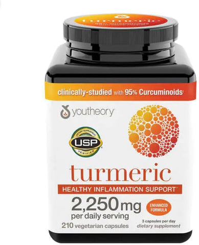 Curcumin Turmeric com BioPerine Pimenta Preta, Propriedades Antioxidantes Poderosas para Articulações – 60 cápsulas - Youtheory