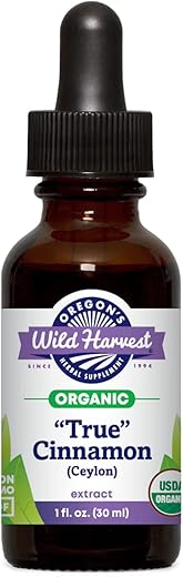 Oregon's Wild Harvest - Oregon’s Wild Harvest Canela Orgânica 1:2 Suplemento Herbal, 1 Fluido Onça (30 ml)