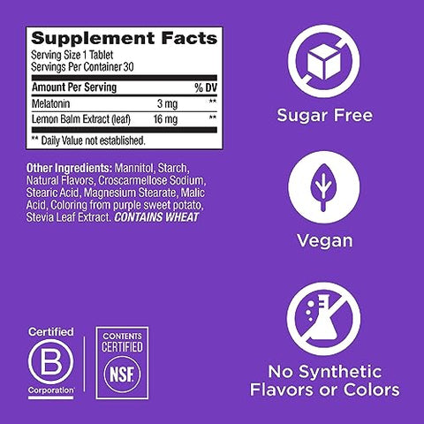 Sleep Fast Dissolves – 3mg Melatonina, Melissa, Sabor Morango – 30 Unidades - OLLY