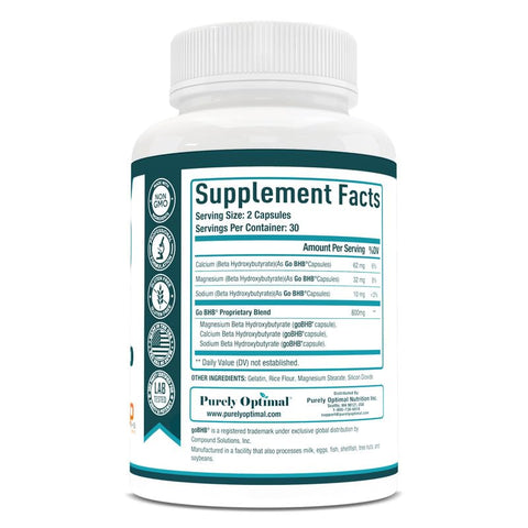 Keto BHB – Cápsulas de Dieta Keto para Cetose, Energia, Foco e Metabolismo – para Mulheres e Homens (120 Cápsulas) - Purely Optimal