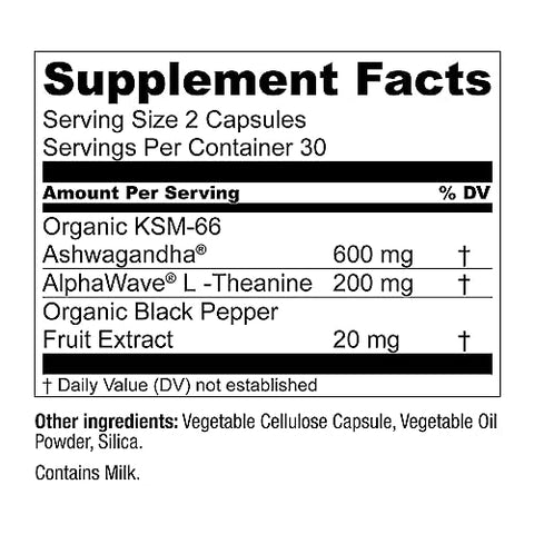 KSM-66 Ashwagandha com L-Theanine – Suplemento de Ashwagandha com Foco e Relaxamento – 60 cápsulas - Live Conscious