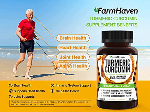 FarmHaven - Curcuma Turmeric com BioPerine Pimenta Preta – Potencialize sua Saúde com a Marca Líder