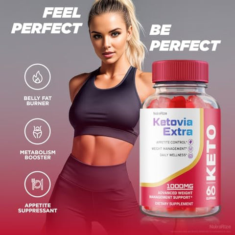 NutraRize - (5 Pacotes) Gomas Extra Ketovia – Gomas Extra ACV Ketovia, Gomas ACV Ketovia para Perda de Peso Avançada, Suplemento de Força Máxima, Goma Keto ACV Ketovia, Keto Via Extra
