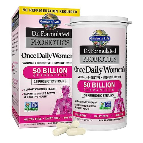 Multivitamínico Orgânico para Mulheres com Probióticos para Saúde Digestiva, Vaginal e Imunológica, 50 Bilhões UFC 16 Cepas, 120 Comprimidos 30 Cápsulas - Garden of Life