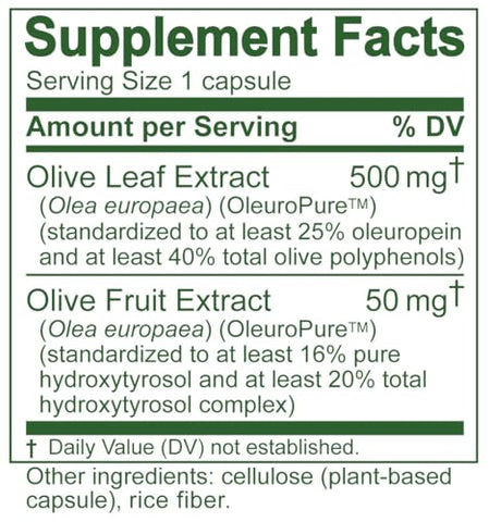 Island Nutrition - Extrato de Folha de Oliveira em Cápsulas – 25%% Oleuropeína (40%% Polifenóis Totais), Mais Complexo de 20%% de Hidroxitirosol – 100%% Cultivado