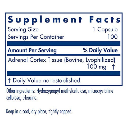 Suporte para Córtex Adrenal, Função Imunológica, Extrato Adrenal 100mg, Bovino – 100 Cápsulas - Allergy Research Group